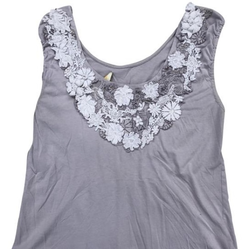 Anthropologie tank top with crocheted detail.